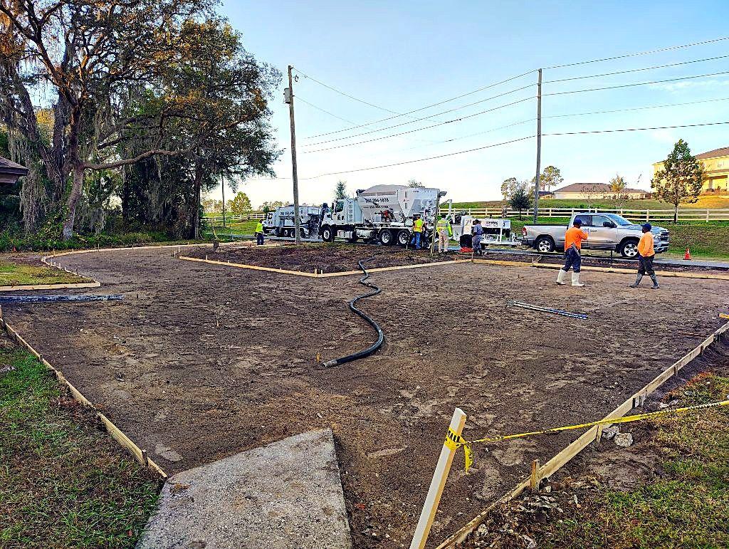 Formwork and base prep for a concrete driveway pour in Clermont FL by RRV Construction